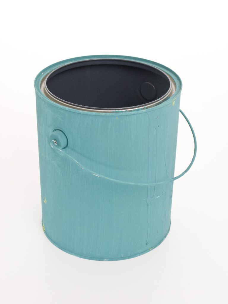 Blue gallon paint can from above